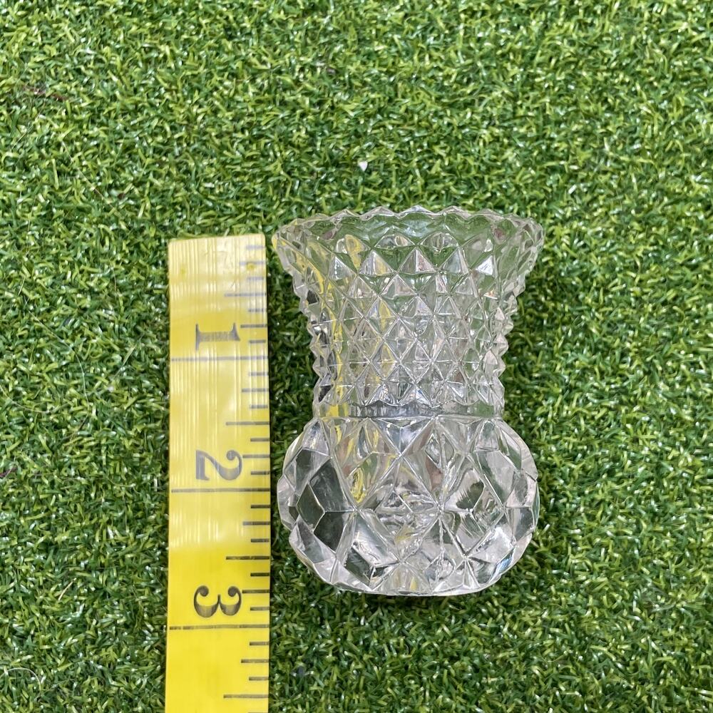 Vintage Small Cut Crystal Miniature Toothpick Holder Pineapple Shape Bud Vase - Picture 6 of 7